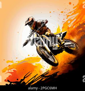 motocross salto natura sporco sfondo illustrazione Foto Stock