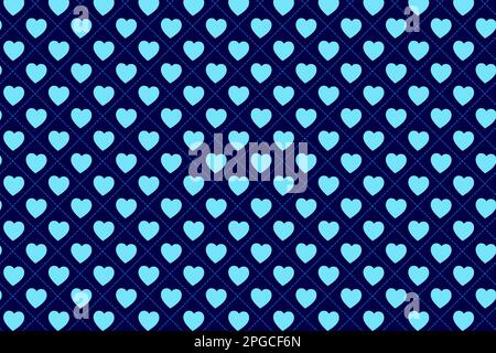 Motivo con elementi geometrici a forma di cuore in tonalità blu. Vettore di sfondo astratto Illustrazione Vettoriale