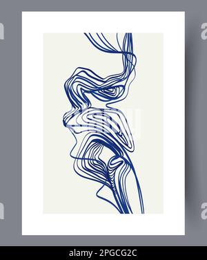 Linee astratte stile minimalistico muro art stampa Illustrazione Vettoriale