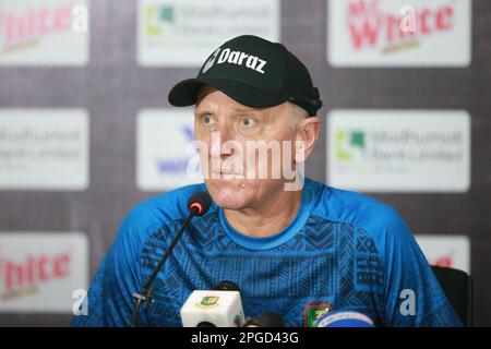 Allan Donald, Bangladesh batting coach partecipa a una conferenza stampa pre-partita presso la sala conferenze dello stadio internazionale Sylhet, lakkatura, Sylhet, Banglade Foto Stock