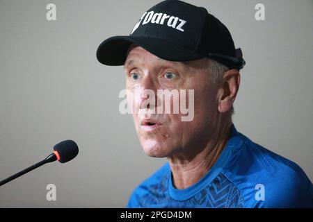 Allan Donald, Bangladesh batting coach partecipa a una conferenza stampa pre-partita presso la sala conferenze dello stadio internazionale Sylhet, lakkatura, Sylhet, Banglade Foto Stock