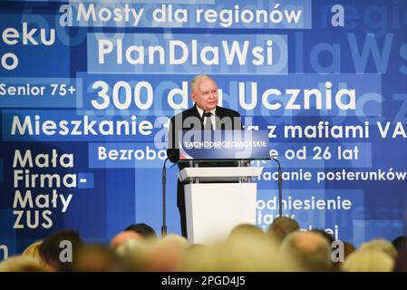 Szczecin, Polonia: 26 settembre 2018, Jaroslaw Kaczynski ad un incontro con gli elettori del PIS. Foto Stock