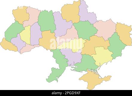 Ucraina - Mappa politica modificabile molto dettagliata. Illustrazione Vettoriale