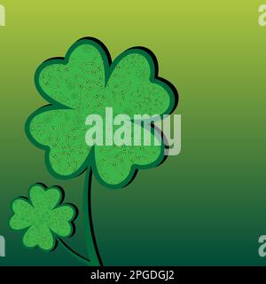 Quattro foglie di trifoglio con nodi celtici all'interno. Viking, illustrazione vettoriale di stile medievale. Elemento per il disegno grafico Illustrazione Vettoriale