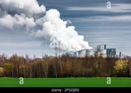 La centrale elettrica alimentata a lignite di Niederaussem di RWE Power Foto Stock