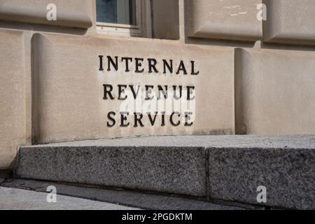 Firma presso l'Internal Revenue Service di Washington, DC Foto Stock