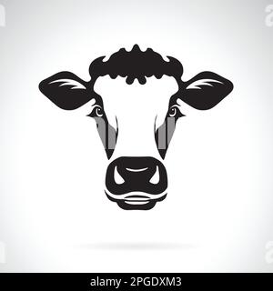 Vettore di disegno della testa di vacca su sfondo bianco. Illustrazione vettoriale a livelli facilmente modificabile. Animali da fattoria. Illustrazione Vettoriale