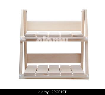 Ripiano pieghevole in legno isolato su bianco. Foto Stock