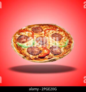 Pizza Siciliana On Flour Background Stock Photo 87037022