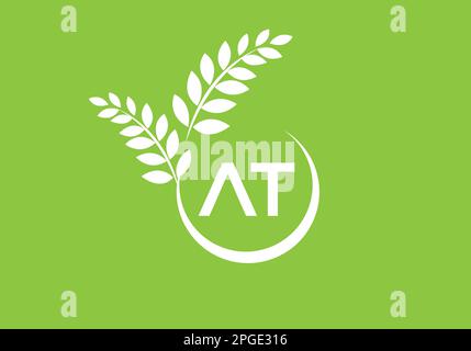 testo a foglia verde e lettera Illustrazione Vettoriale