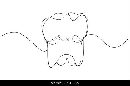Dente semplice in una riga su sfondo bianco Illustrazione Vettoriale