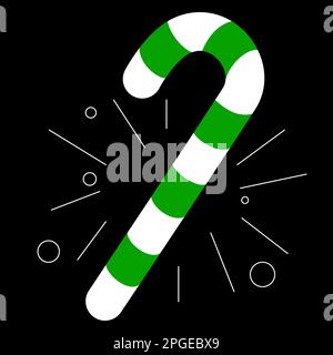 Canna da zucchero con strisce verdi su uno schermo nero con linee dinamiche. Illustrazione Vettoriale