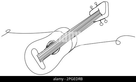 Chitarra astratta in una riga su sfondo bianco. Illustrazione Vettoriale