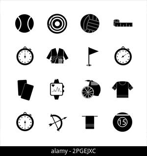 Collezione di icone con diversi sport e mangiare sano in un design semplice Foto Stock