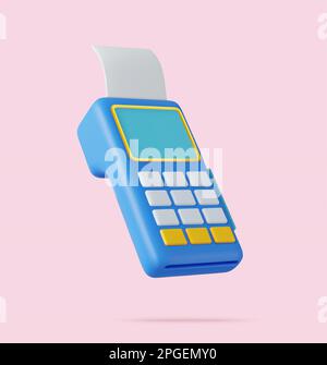 3D pos terminale con ricevuta Illustrazione Vettoriale