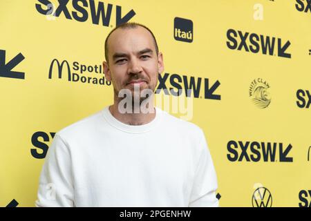 11 marzo 2023, Austin, Texas, USA: 11 marzo 2023 Austin, Texas: Joe Hardesty partecipa alla prima del suo nuovo film, Self Reliance. (Credit Image: © Sandra Dahdah/ZUMA Press Wire) SOLO PER USO EDITORIALE! Non per USO commerciale! Foto Stock