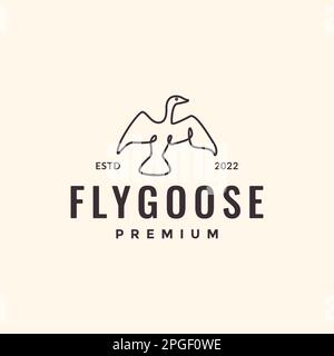 goose mosca libertà ali bellezza linea arte hipster logo design vettore Illustrazione Vettoriale