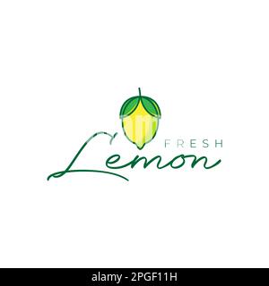 frutta fresca limone giallo acido alimentare femminile astratto logo vettore Illustrazione Vettoriale