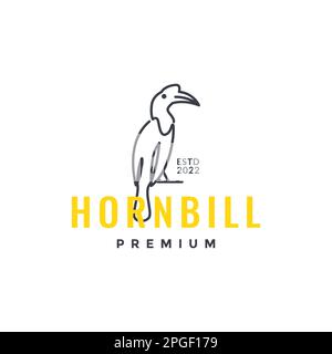 lungo becco uccello foresta fauna natura hornbill linea arte moderno minimal logo design vettore Illustrazione Vettoriale