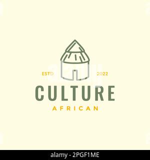 african home tribù cultura legno paglia linea hippster logo design vettore Illustrazione Vettoriale