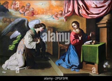 L'Annunciazione dell'artista spagnolo Francisco de Zurbarán (1598-1664), olio su tela, 1650 Foto Stock