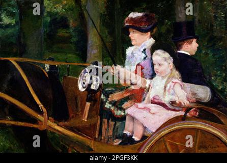 A Woman and a Girl Driving di Mary Cassatt (1844-1926), olio su tela, 1881 Foto Stock