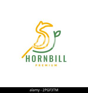 bellezza uccello grande becco ornbill arroccato moderno minimal colorful logo design vettore Illustrazione Vettoriale