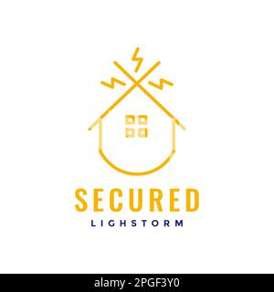 architetto struttura casa sicuro luce tempesta tetto minimo logo vettore di progettazione Illustrazione Vettoriale