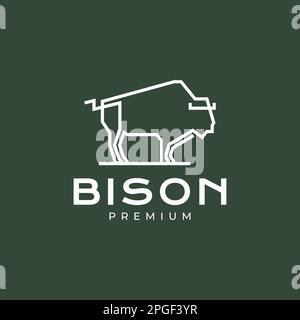 fauna animale forte bisonte moderno minimal logo design vettore Illustrazione Vettoriale