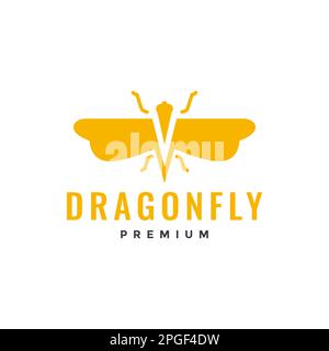 ali di dragonfly di insetto animale che volano moderno vettore di disegno di marchio semplice Illustrazione Vettoriale