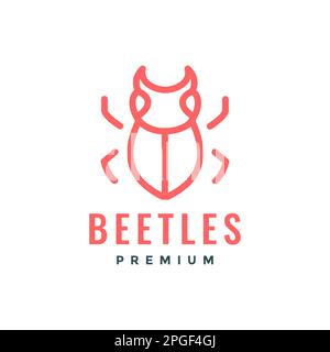animale insetti scarabeo linee arte moderno minimalista logo design vettore Illustrazione Vettoriale