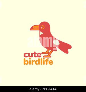 piccolo uccello corvo corvo cartone animato mascotte cute colorful logo design vettore Illustrazione Vettoriale