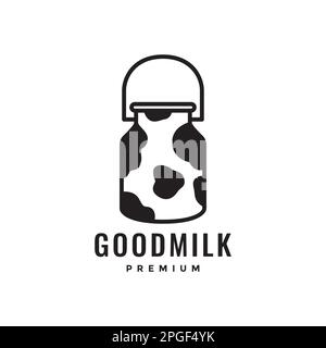 latte giara mucche nutrizione bestiame bestiame fattoria semplice logo design Illustrazione Vettoriale