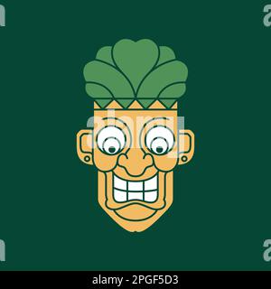 tribale maschera legno cultura tribù etnico gente sorriso mascotte colorato logo design vettore Illustrazione Vettoriale