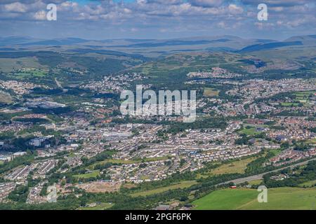 Vedute aeree di Merthyr Tydfil Foto Stock