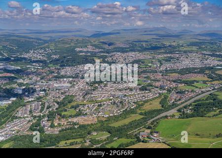 Vedute aeree di Merthyr Tydfil Foto Stock