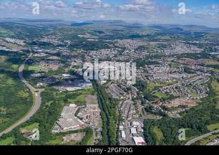 Vedute aeree di Merthyr Tydfil Foto Stock