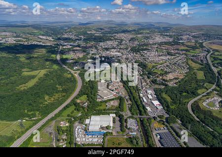 Vedute aeree di Merthyr Tydfil Foto Stock