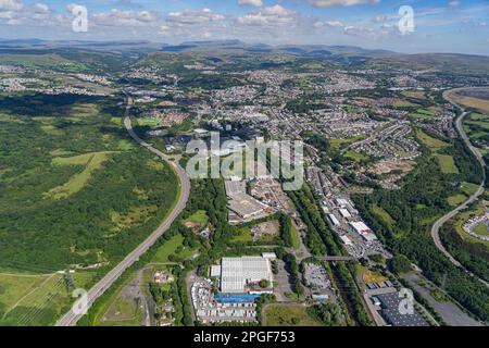 Vedute aeree di Merthyr Tydfil Foto Stock