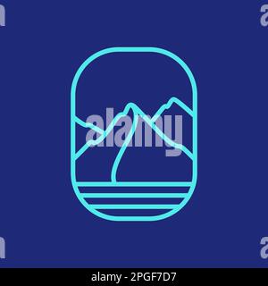 stemma arrotondato moderno iceberg montagna ghiaccio acqua fredda linea minima logo vettore design Illustrazione Vettoriale