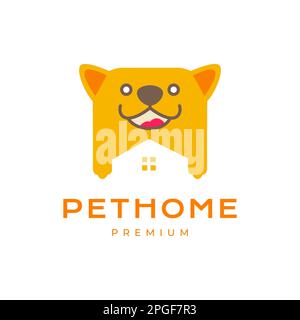 testa animali domestici cane canina zampa cucciolo casa gabbia sorriso felice cartone animato mascotte colorato logo design vettore Illustrazione Vettoriale
