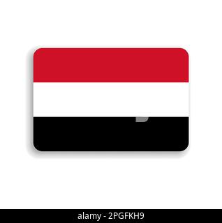 Bandiera Yemen - rettangolo vettoriale piatto con angoli arrotondati e ombre sfumate. Illustrazione Vettoriale