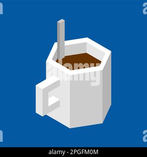 Tazza di caffè in stile isometrico. Illustrazione vettoriale Illustrazione Vettoriale
