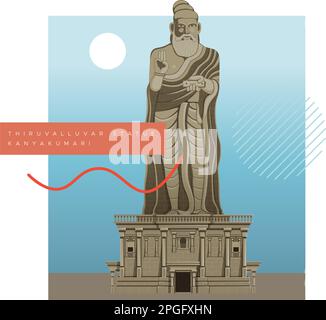 Statua di Thiruvalluvar - Kanyakumari - icona Stock come EPS 10 file Illustrazione Vettoriale