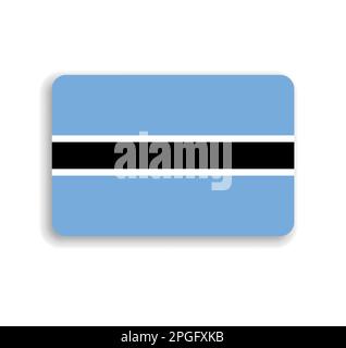 Flag Botswana - rettangolo vettoriale piatto con angoli arrotondati e ombreggiatura. Illustrazione Vettoriale