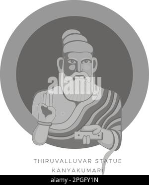 Statua di Thiruvalluvar - Kanyakumari - icona Stock come EPS 10 file Illustrazione Vettoriale