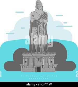 Statua di Thiruvalluvar - Kanyakumari - icona Stock come EPS 10 file Illustrazione Vettoriale