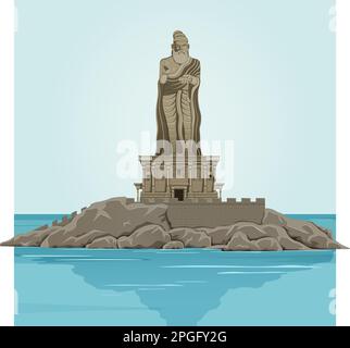 Statua di Thiruvalluvar - Kanyakumari - icona Stock come EPS 10 file Illustrazione Vettoriale