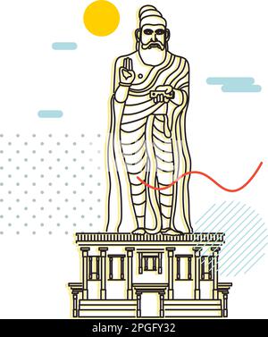 Statua di Thiruvalluvar - Kanyakumari - icona Stock come EPS 10 file Illustrazione Vettoriale