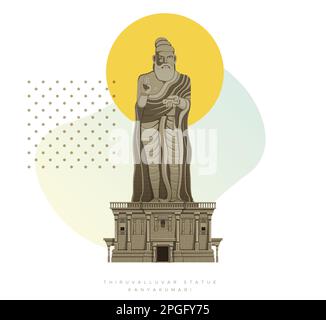 Statua di Thiruvalluvar - Kanyakumari - icona Stock come EPS 10 file Illustrazione Vettoriale